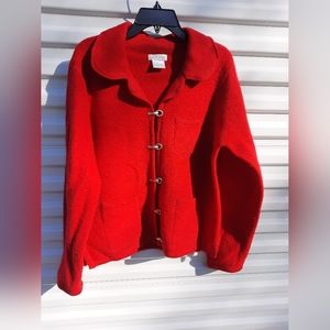 Vintage Pierre Cardin Blanket Coat Large Womens Red Wool Duster Toggle & Grommet